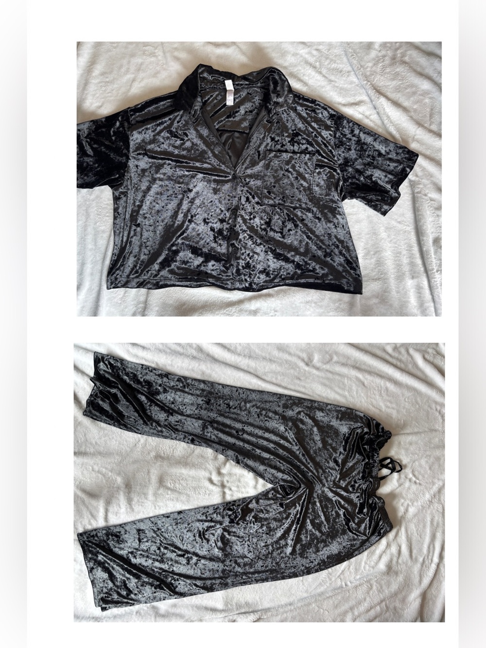 Crushed Velvet Lounge Pants and Shirt Set